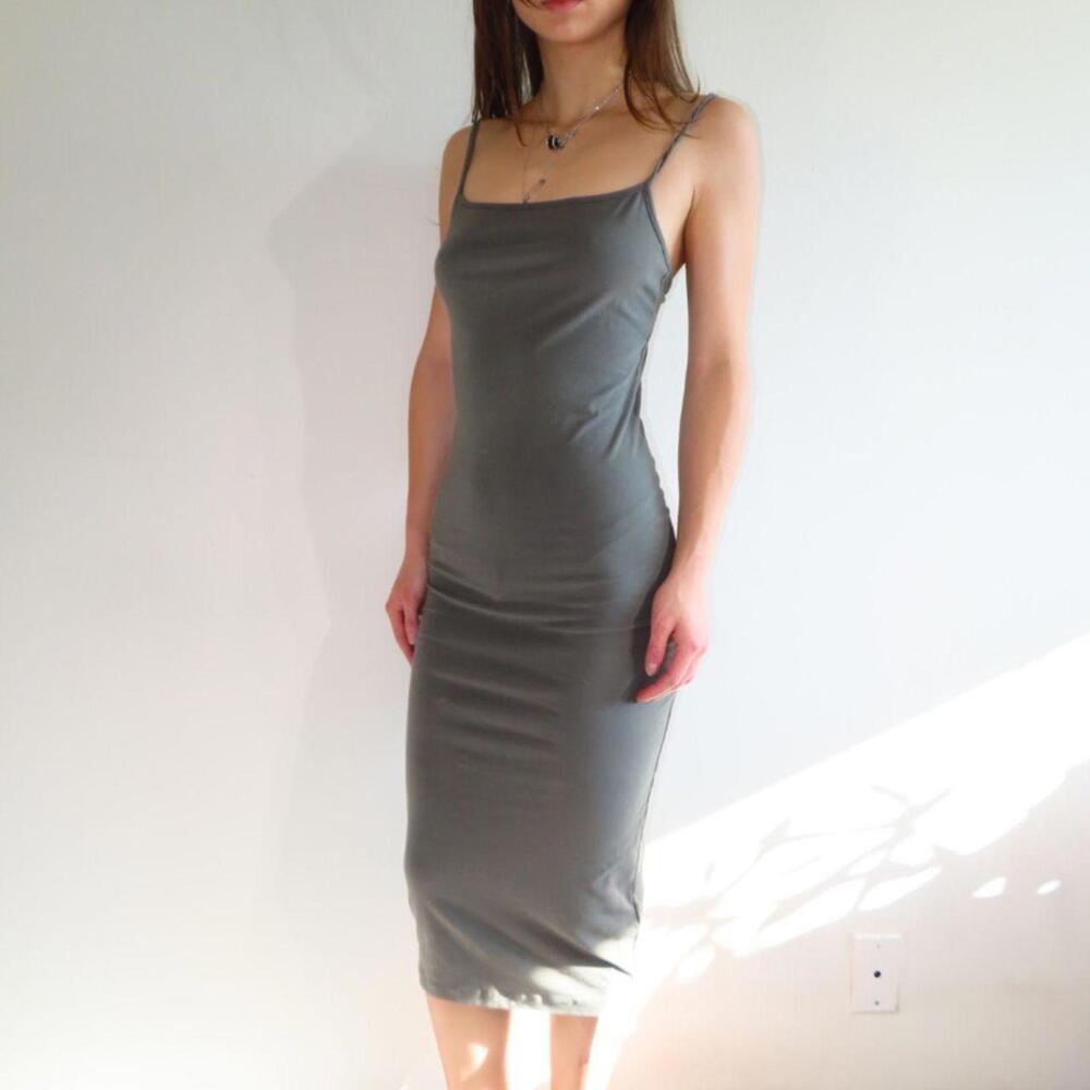 James Perse Women's Green and Khaki Dress - Picture 2 of 5